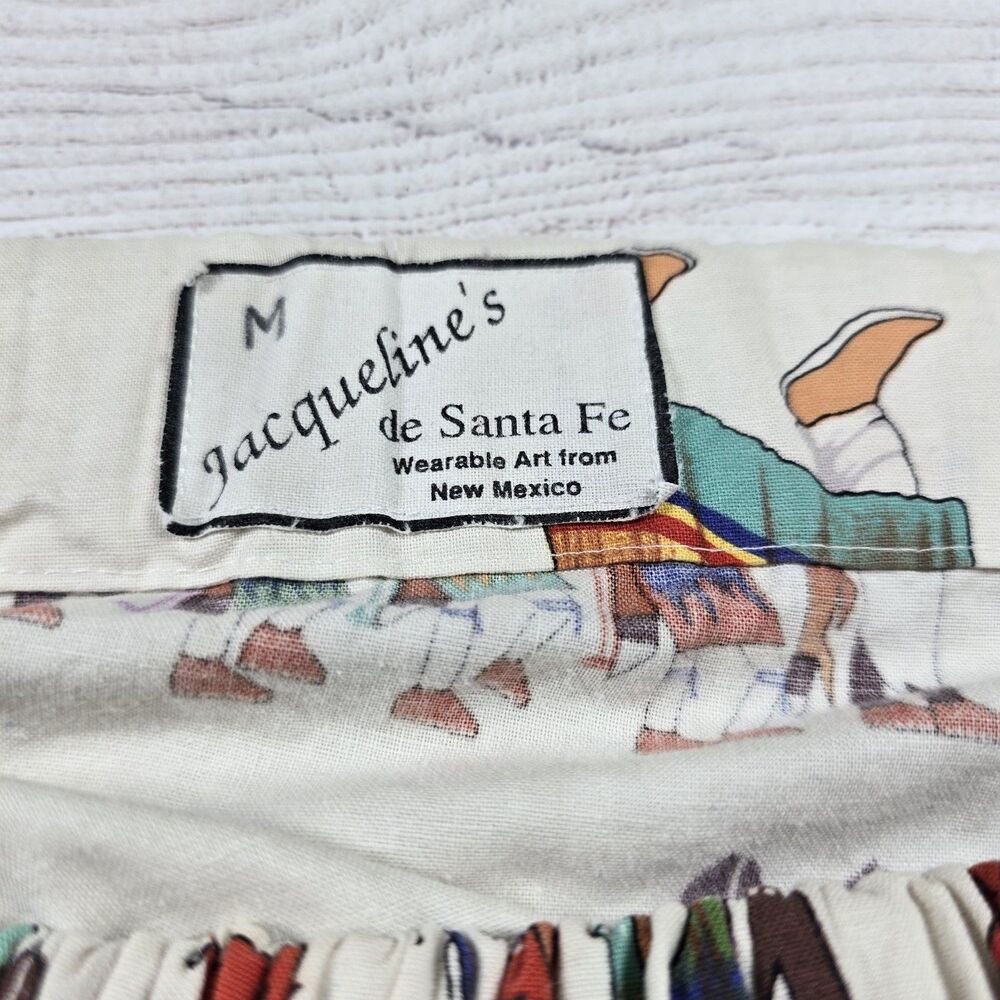 Vintage Jacquelines Sante Fe Skirt Size M Wearable Art 90s Aztec Southwestern - Picture 8 of 10